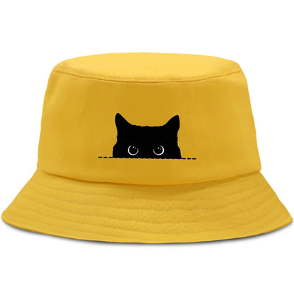 Black Cat Printed Fisherman Bucket Hat Unisex