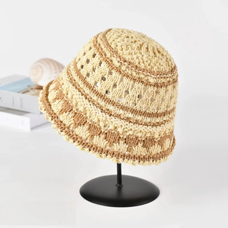 Color Blocked Woven Fisherman Bucket Hat