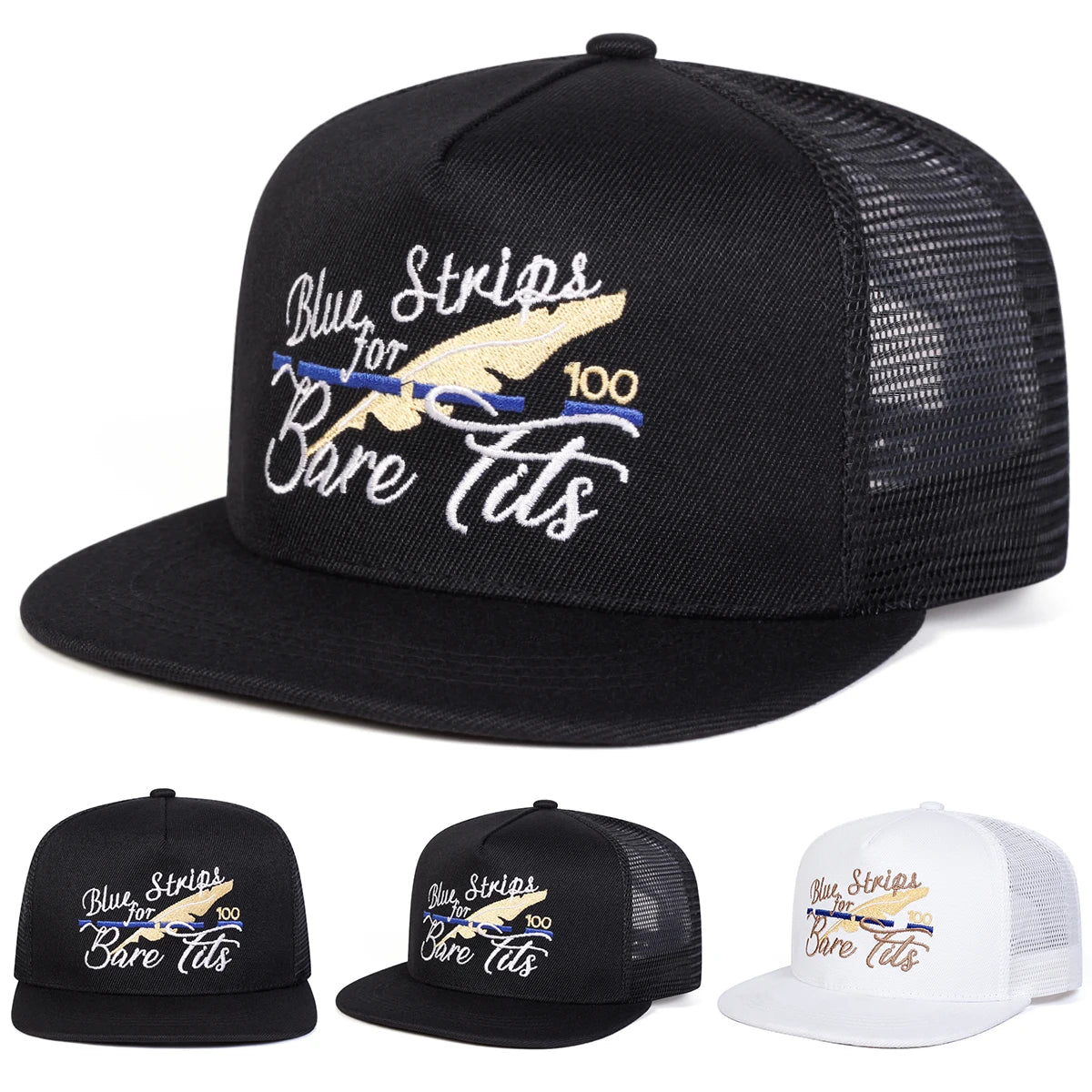 BLUE STRIPS FOR BARE TITS Embroidery Casual Snapback Cap