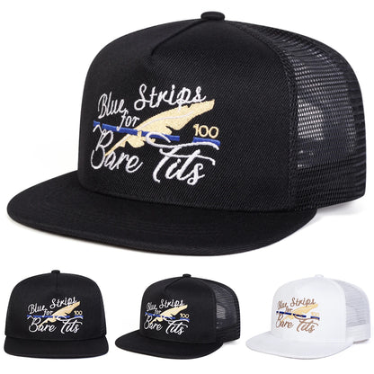 BLUE STRIPS FOR BARE TITS Embroidery Casual Snapback Cap
