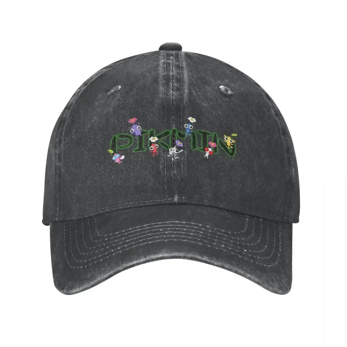 Retro Pikmin Family Fun Distressed Washed Denim Baseball Cap