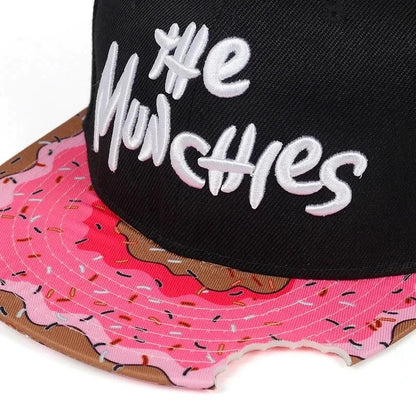 Doughnut Embroidered Flat Top Hip-Hop Snapback Cap