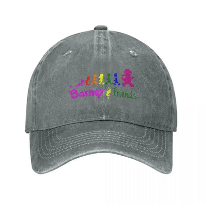 Barney Friends Classic Distressed Washed Snapback Baseball Cap
