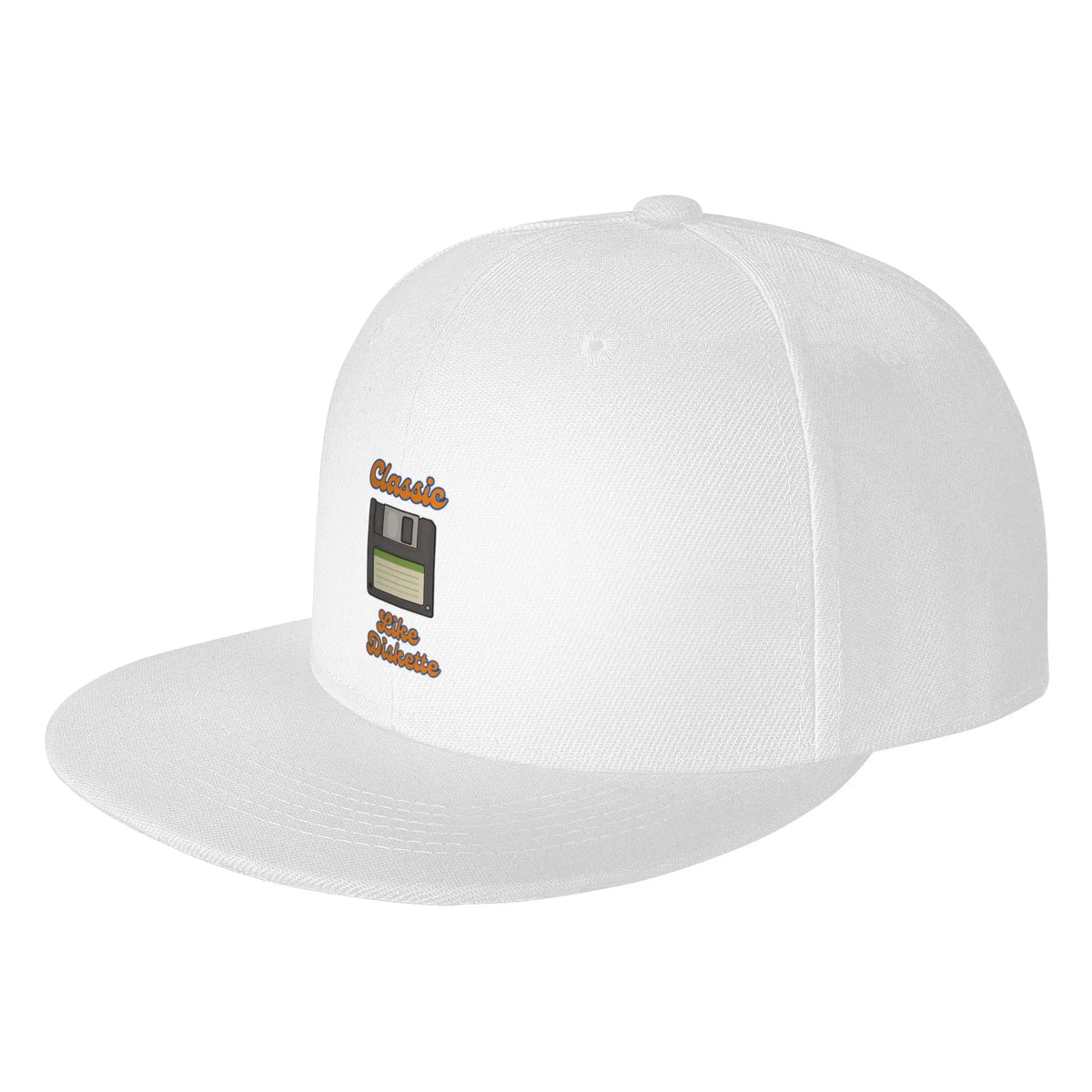 Classic Diskette Retro Flat Brim Lazy Style Snapback Cap
