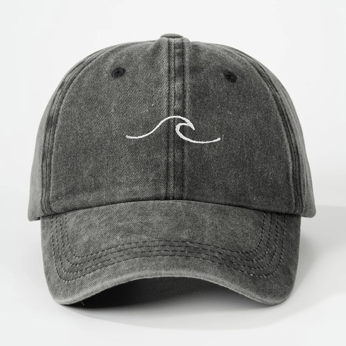 Wave Ripple Embroidered Cotton Baseball Cap
