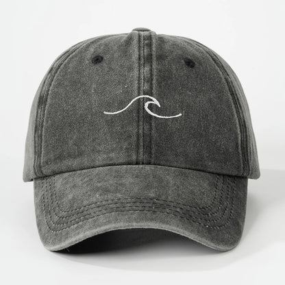 Wave Ripple Embroidered Cotton Baseball Cap
