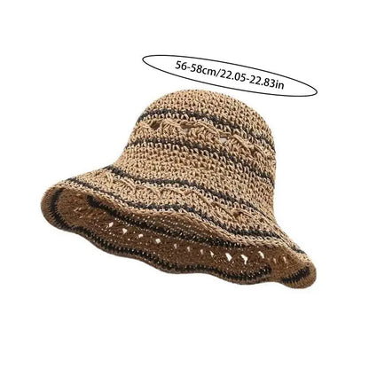 Striped Geometric Straw Bucket Hat