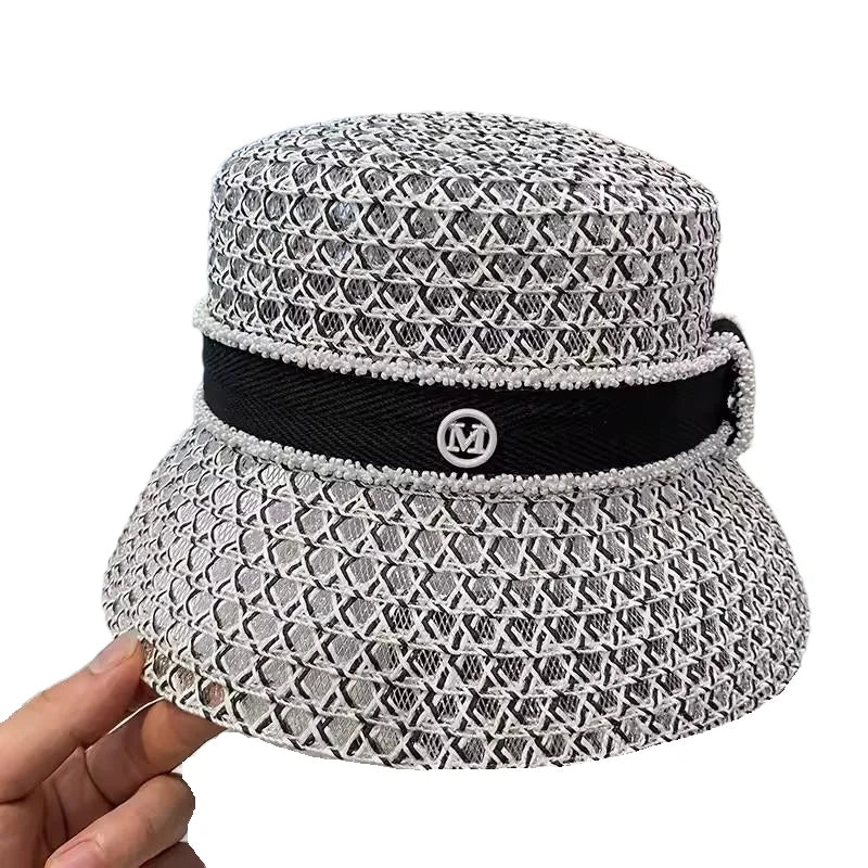 Women's British Houndstooth Top Hats Sun Hats