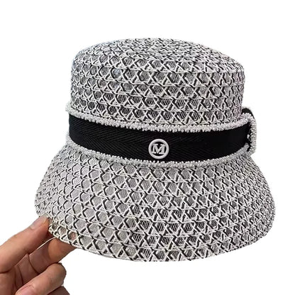 Women's British Houndstooth Top Hats Sun Hats