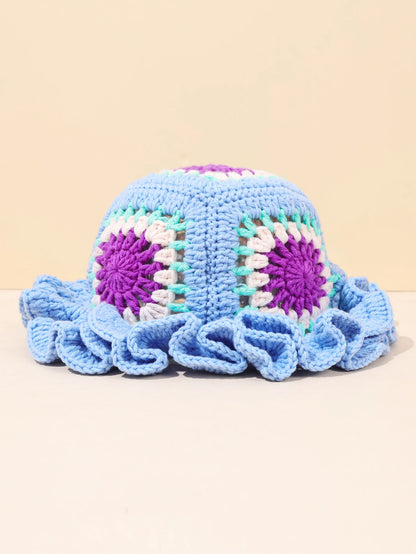 Retro Patchwork Crochet Bohemian Bucket Hat