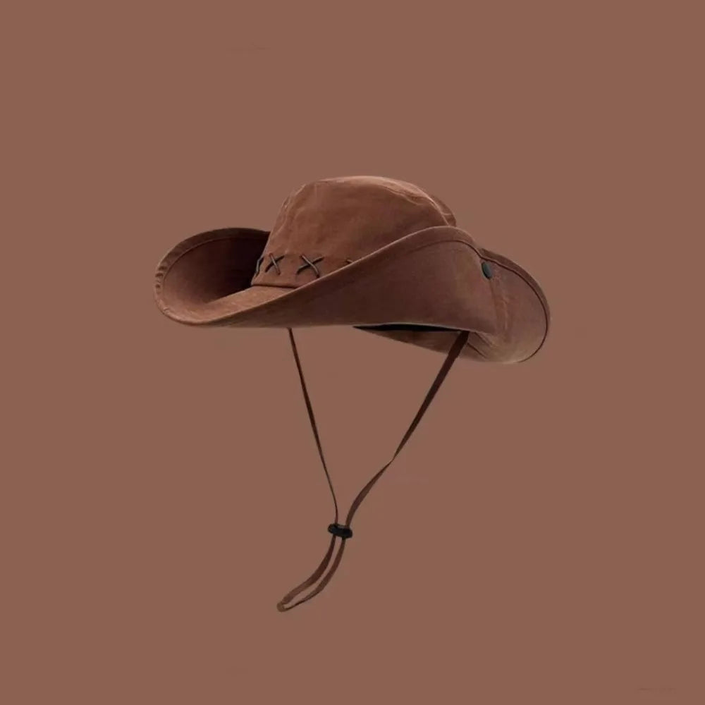 10cm Wide Brim Waterproof UV Protection Bucket Hat