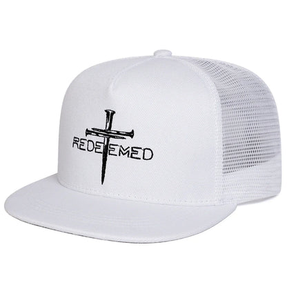 REDEEMED Cross Embroidery Casual Snapback Cap