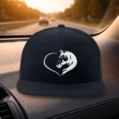Unisex Flat Brim Horse Heart Snapback Cap