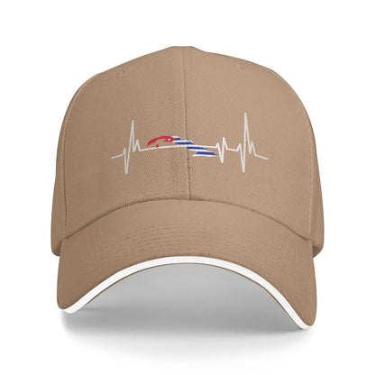 Cuban Flag Heartbeat Outdoor Baseball Cap