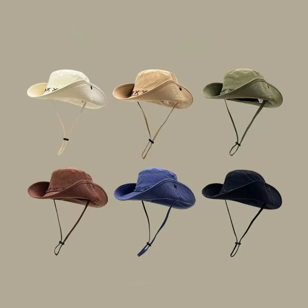 10cm Wide Brim Waterproof UV Protection Bucket Hat