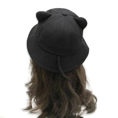 15Yc Lovely Fisherman Hat Cats Ear Tail Bucket Hats