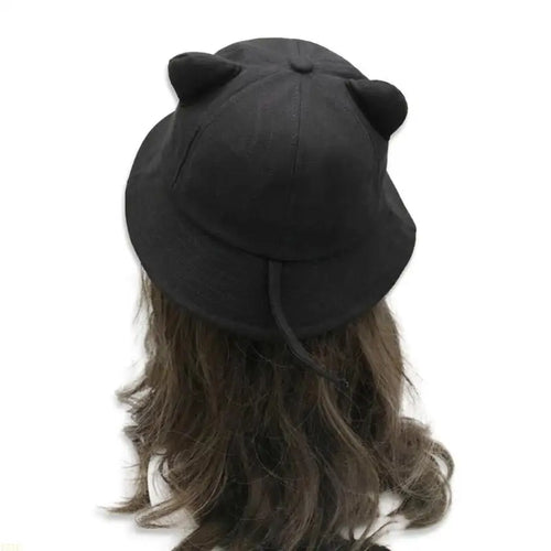 15Yc Lovely Fisherman Hat Cats Ear Tail Bucket Hats