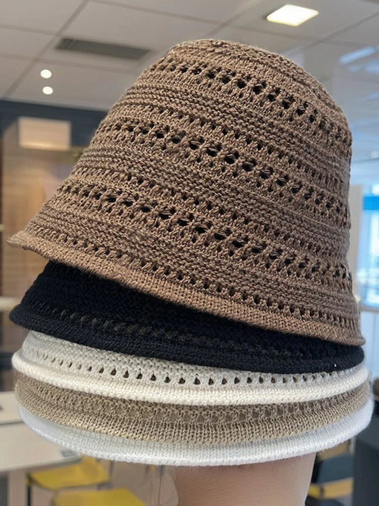 Crochet Raffia Tassel Edge Beach Bucket Hat