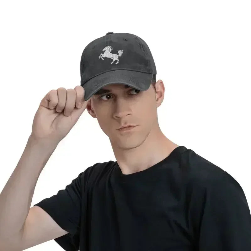 Punk White Horse Baseball Cap Unisex