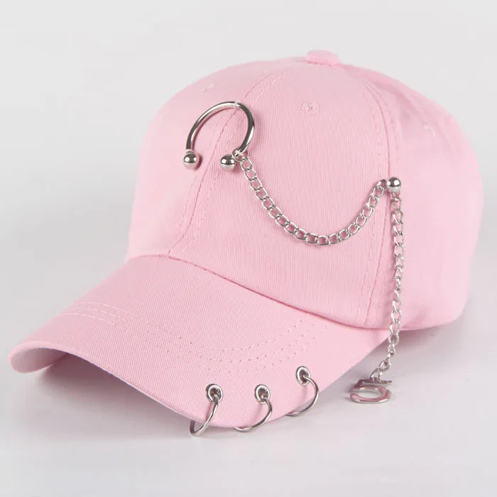 Fashion Cotton Baseball Cap Creative Piercing Ring Hip Hop Caps