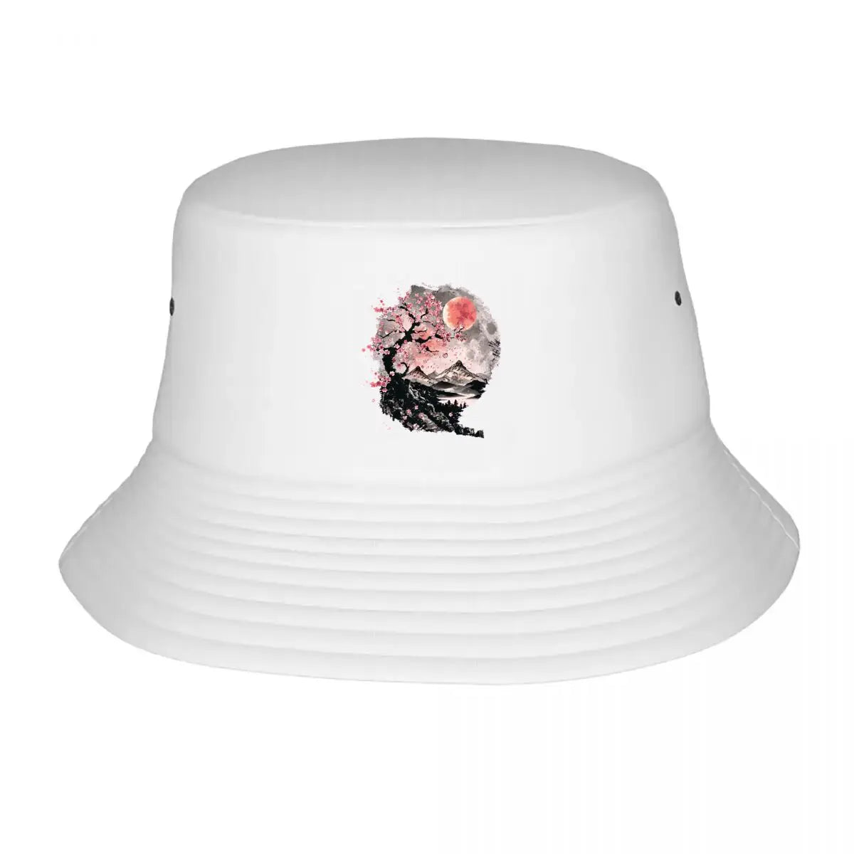 Fashion Japanese Sakura Moon Landscape Bucket Hat