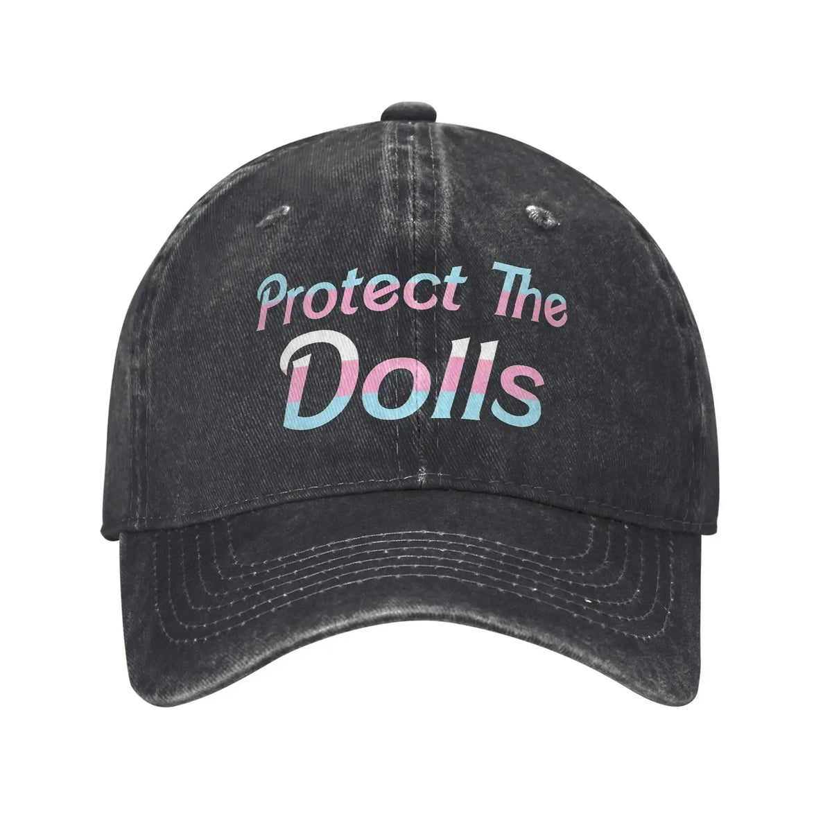 Protect The Dolls Distressed Denim Baseball Cap
