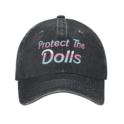 Protect The Dolls Distressed Denim Baseball Cap