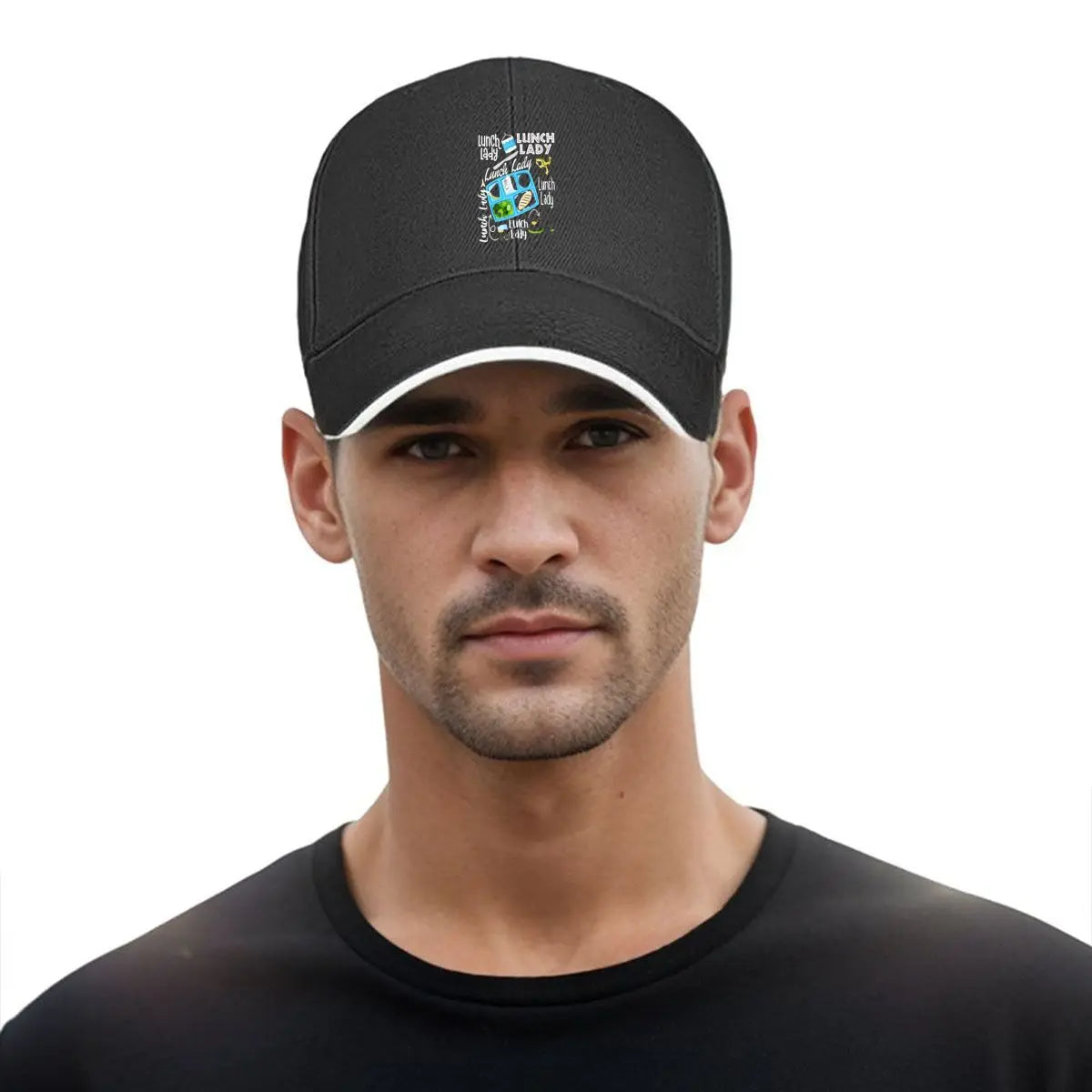 Milk Lunch Lady School Cafeteria Tray Food Graphic Sandwich Baseball Cap