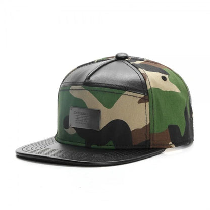 Metal Leather Patch Unisex Casual Snapback Cap