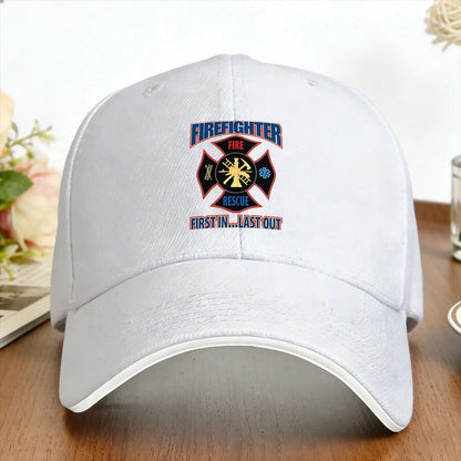 Firefighter Maltese Cross First In Last Out Baseball Cap