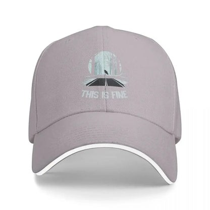 This Is Fine Anghkooey Meme Sun Fishing Baseball Cap