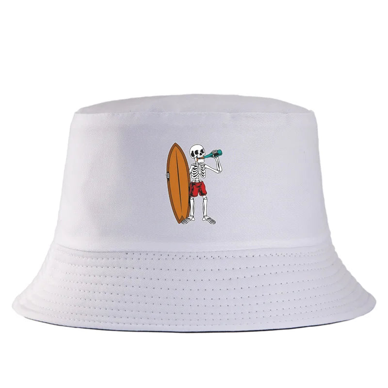 Skeleton Surfboard Reversible Beach Bucket Hat