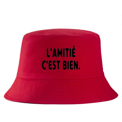 French Letter Print Cotton Bucket Hat Unisex