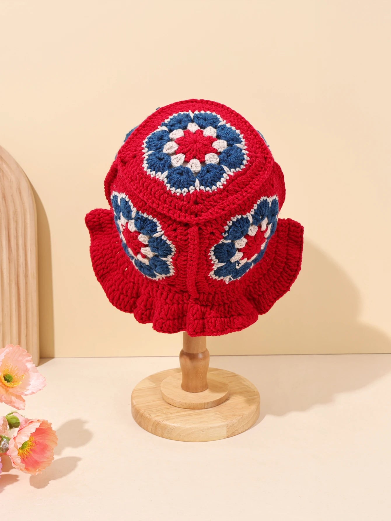 Vintage Crochet Floral Bucket Hat
