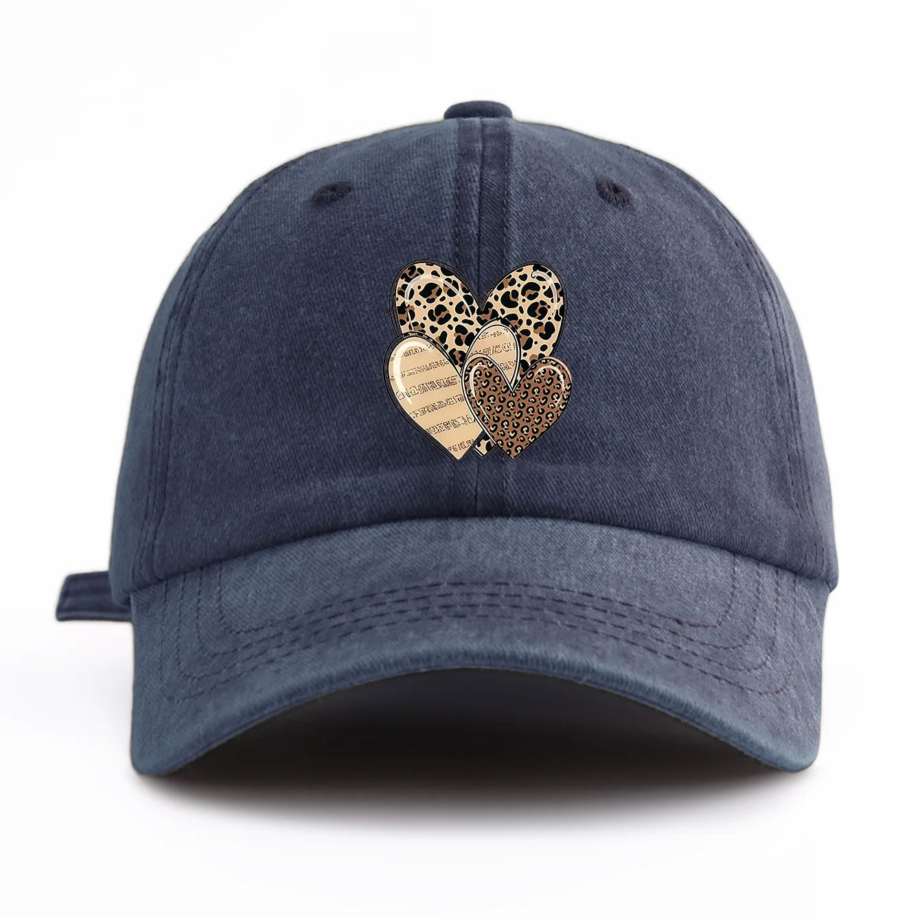 Leopard Heart Retro Dad Baseball Cap