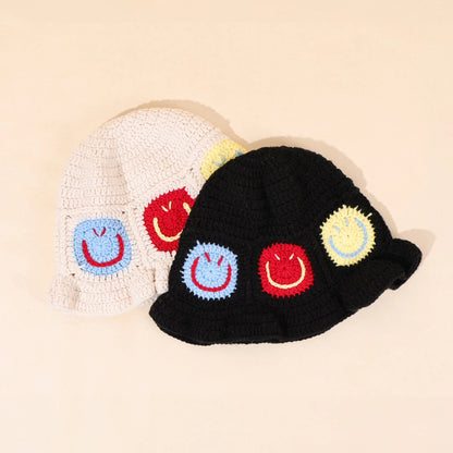 Smiley Knitted Warm Bucket Hat