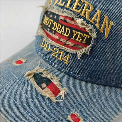 Retro Washed Distressed Cotton Peaked Cap Printed Embroidered