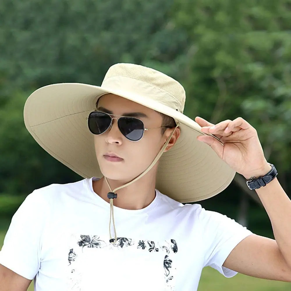 Quick-Dry Nylon Mesh Wide Brim UV Protection Bucket Hat