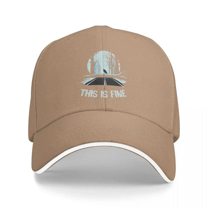 This Is Fine Anghkooey Meme Sun Fishing Baseball Cap