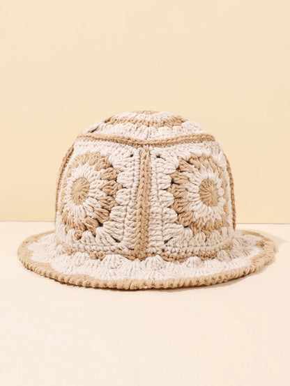 Women Vintage Geometric Crochet Bucket Hat