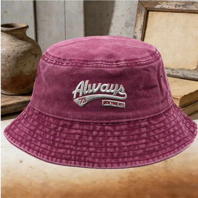 Always 73 Embroidered Washed Bucket Hat
