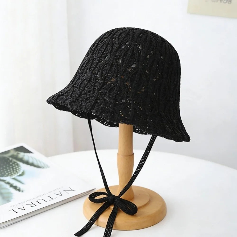 Thin Women Bucket Hat Foldable Design Solid Color