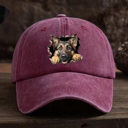 Distressed Wolf Dog Retro Baseball Cap