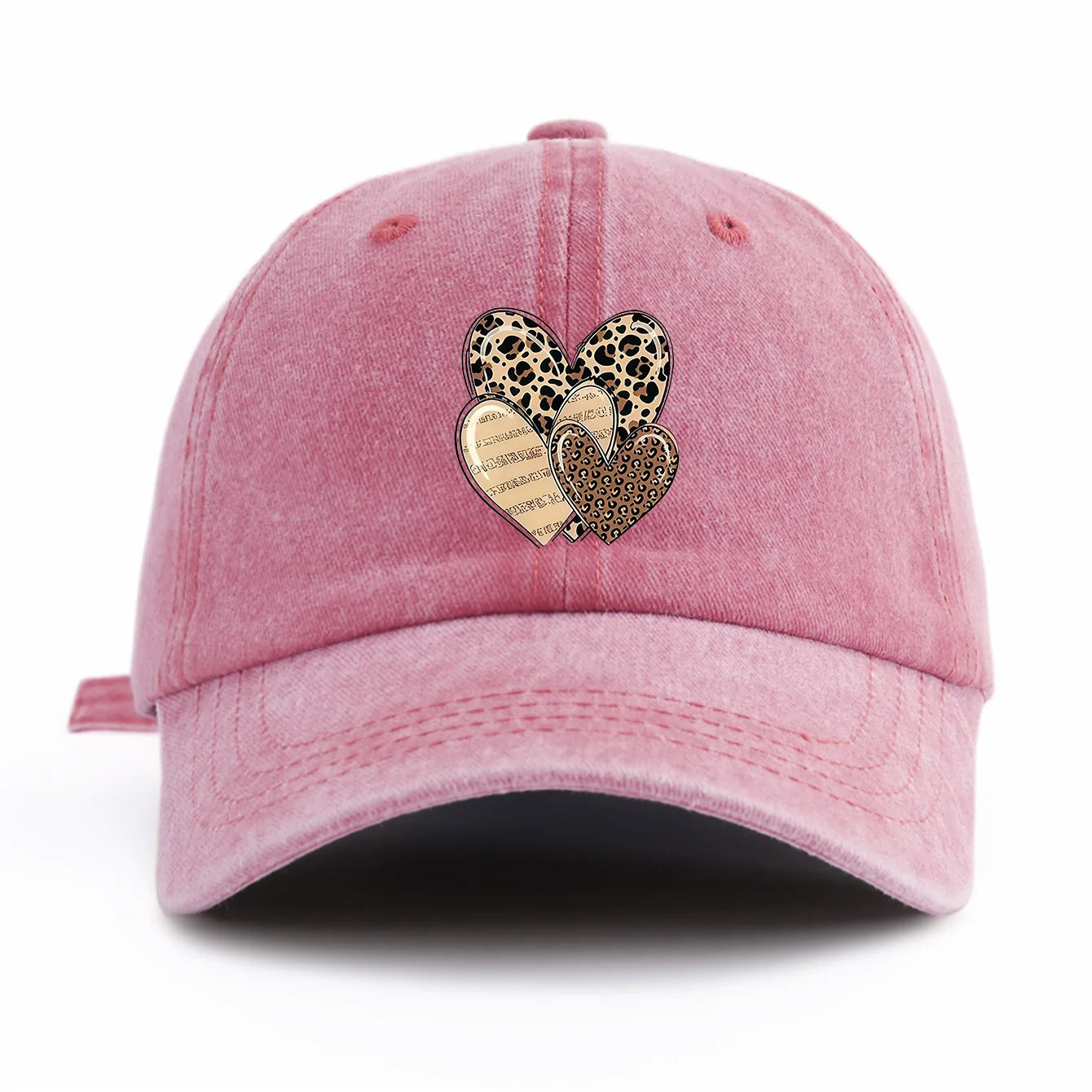 Leopard Heart Retro Dad Baseball Cap