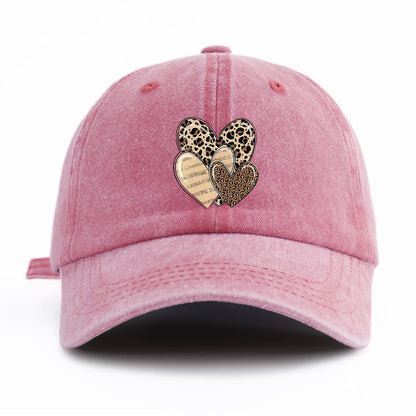 Leopard Heart Retro Dad Baseball Cap