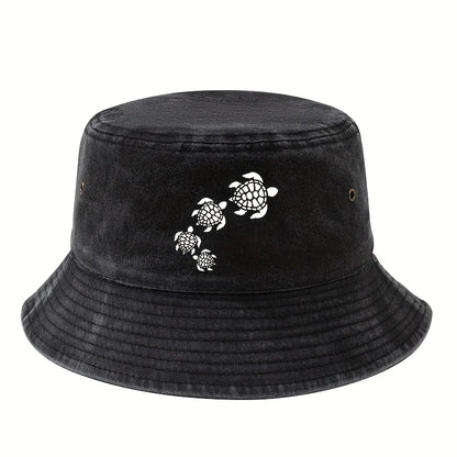 Printed Turtle Washed Bucket Hat