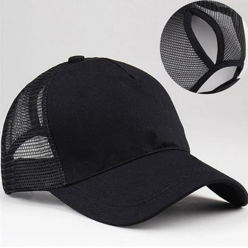Women's Ponytail Mesh Snapback Baseball Cap
