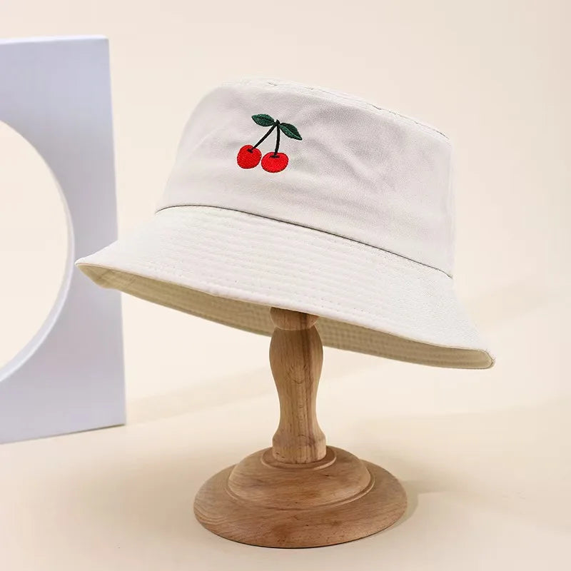 Women's Cherry Embroidered Bucket Hat