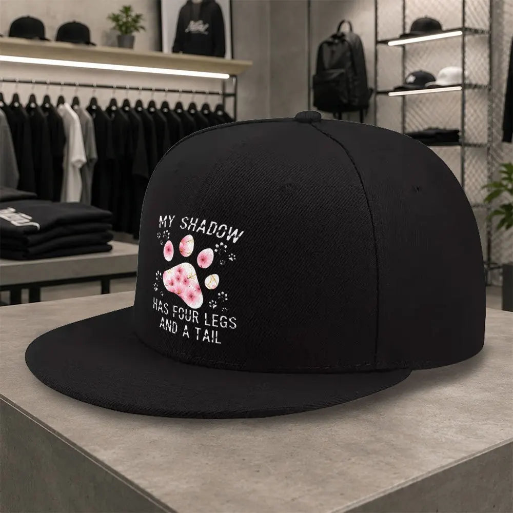 New Cherry Blossom Paw Print Unisex Versatile Flat Brim Cap