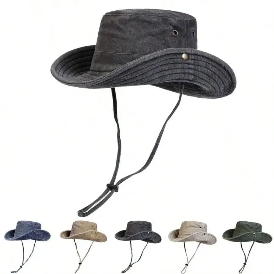 Men Big Eaved Washed Bucket Hats